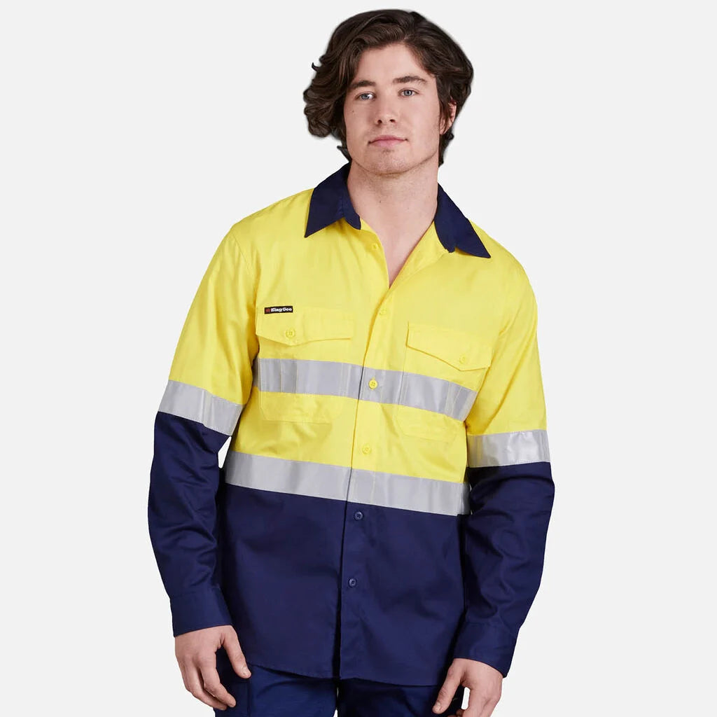 KingGee - Men's Workcool 2 Hi-Vis Reflective Two Tone Long Sleeve Work Shirt - K54880
