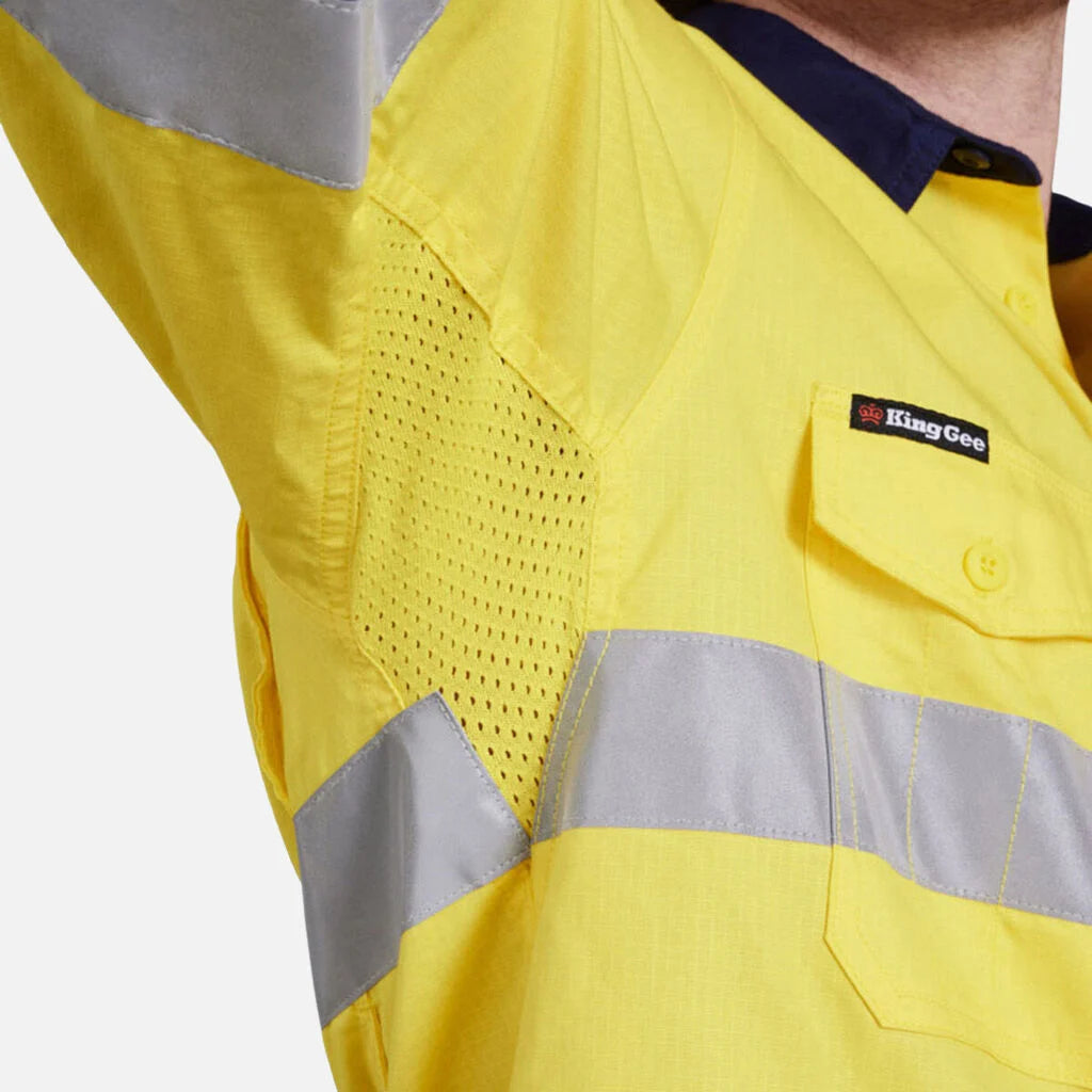 KingGee - Men's Workcool 2 Hi-Vis Reflective Two Tone Long Sleeve Work Shirt - K54880