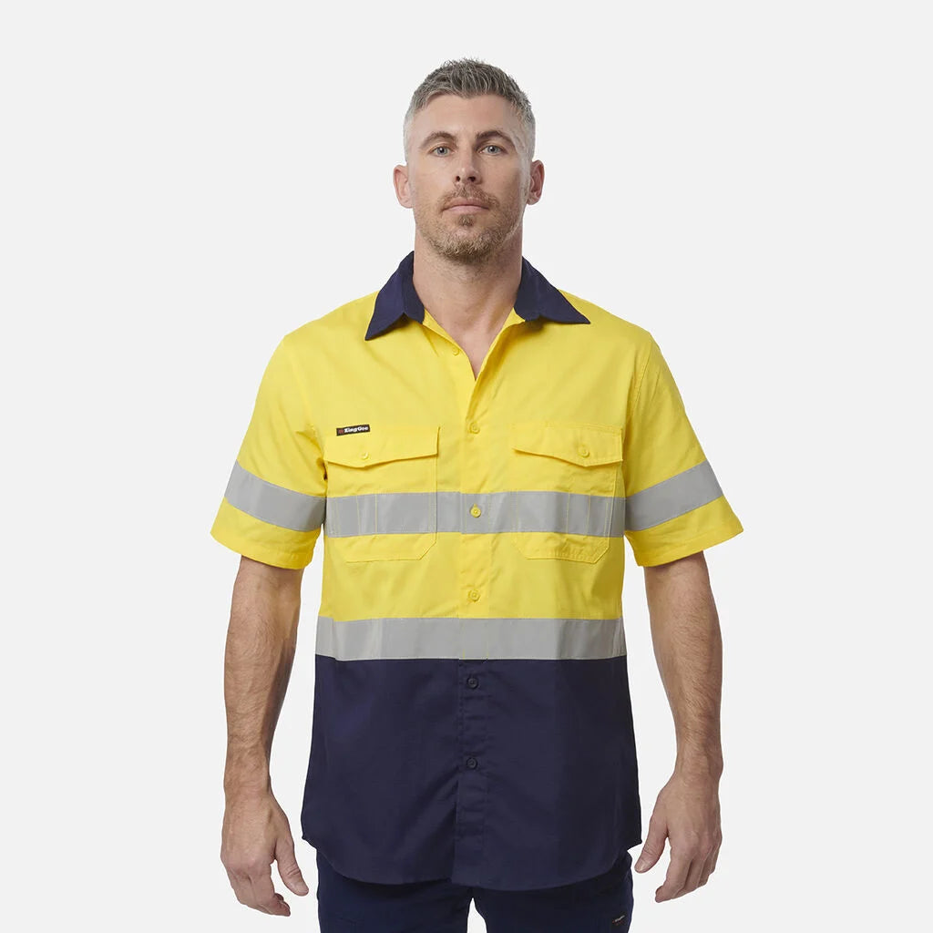 KingGee - Men's Workcool 2 Hi-Vis Reflective Short Sleeve Work Shirt - K54885