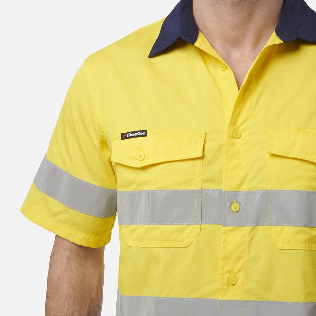 KingGee - Men's Workcool 2 Hi-Vis Reflective Short Sleeve Work Shirt - K54885