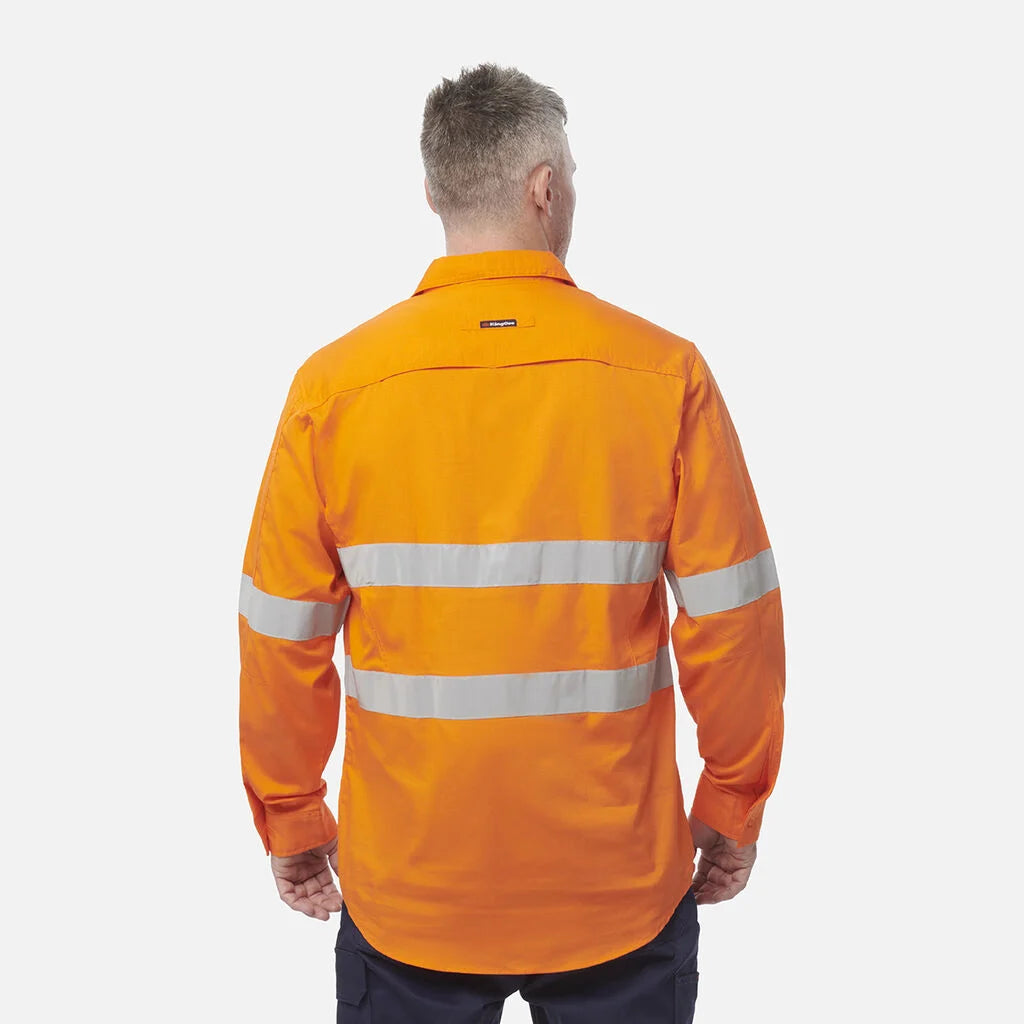 KingGee - Men's Workcool 2 Hi-Vis Reflective Closed Front Shirt - K54896-ORA
