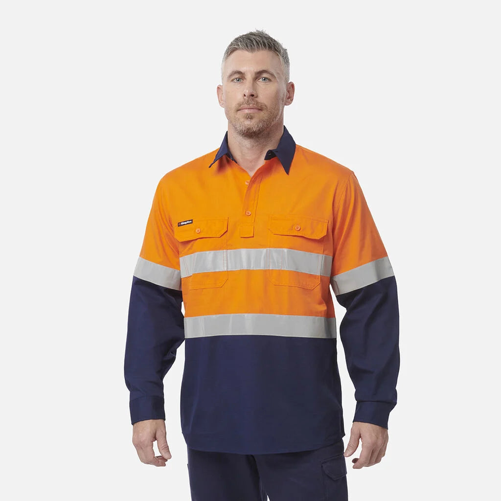 KingGee - Men's Workcool Vented Closed Front Spliced Shirt Taped Long Sleeve - K54914