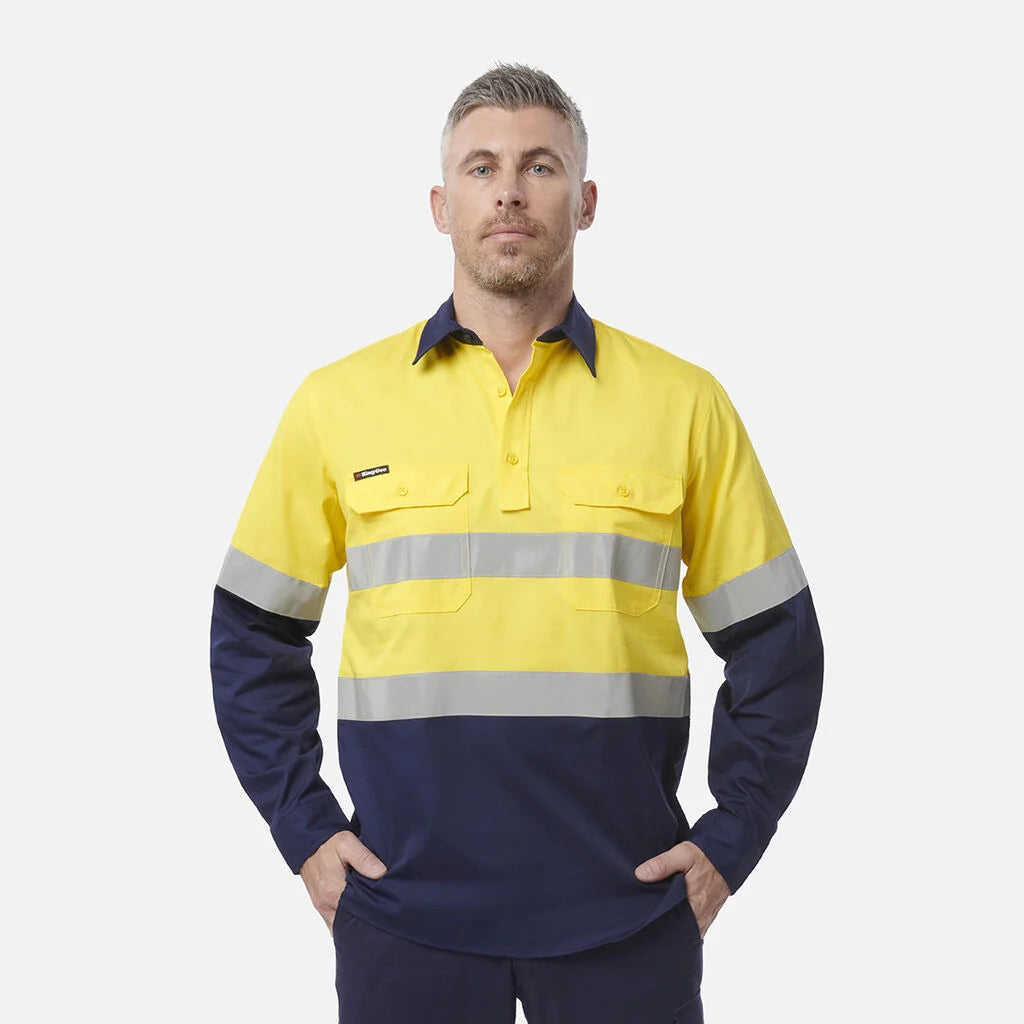 KingGee - Men's Workcool Vented Closed Front Spliced Shirt Taped Long Sleeve - K54914