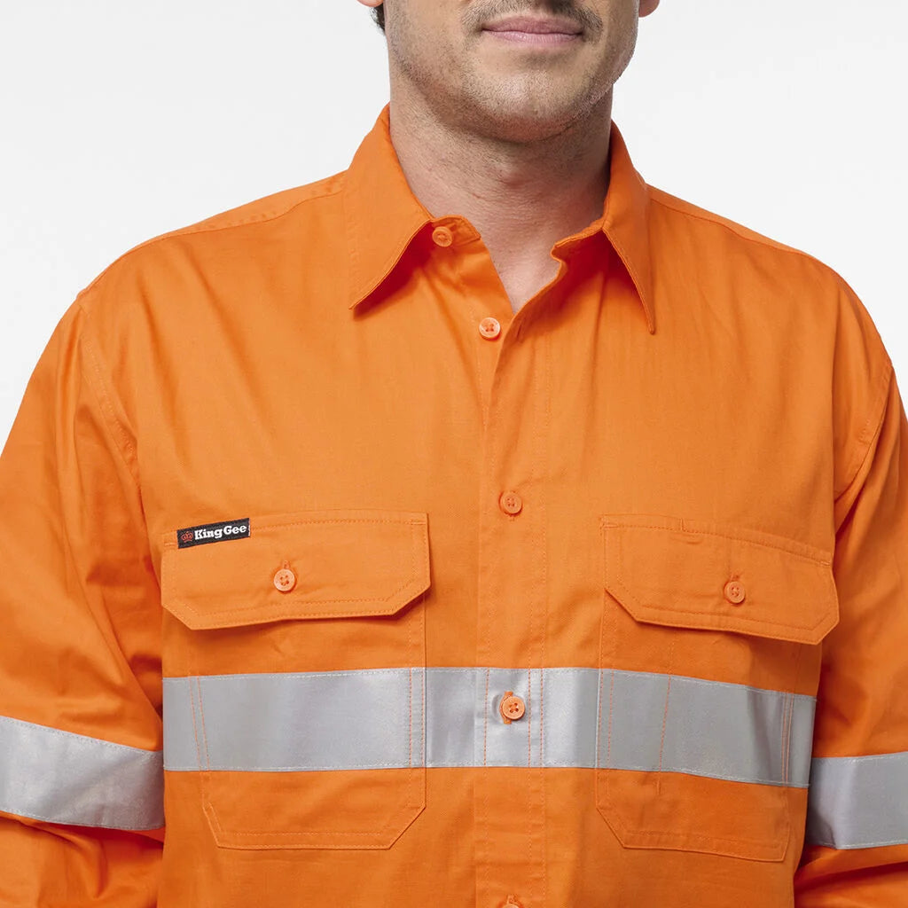 KingGee - Men's Originals Hi Vis Vented Taped Long Sleeve Shirt -  K54932