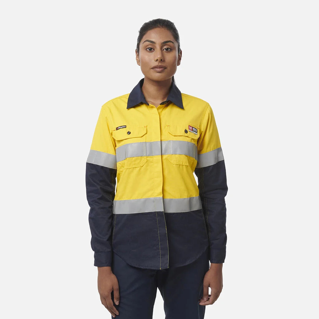 KingGee - Women's ShieldTec FR Hi Vis 2Tone Open Front Taped Shirt PPE2 - Y04050