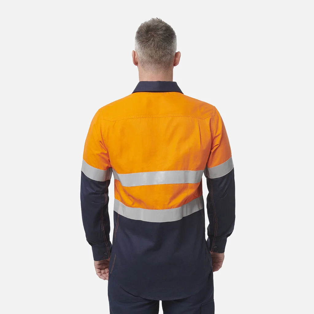 KingGee - Men's ShieldTec FR Hi Vis 2 Tone Closed Front Taped Shirt PPE2 -  Y04550