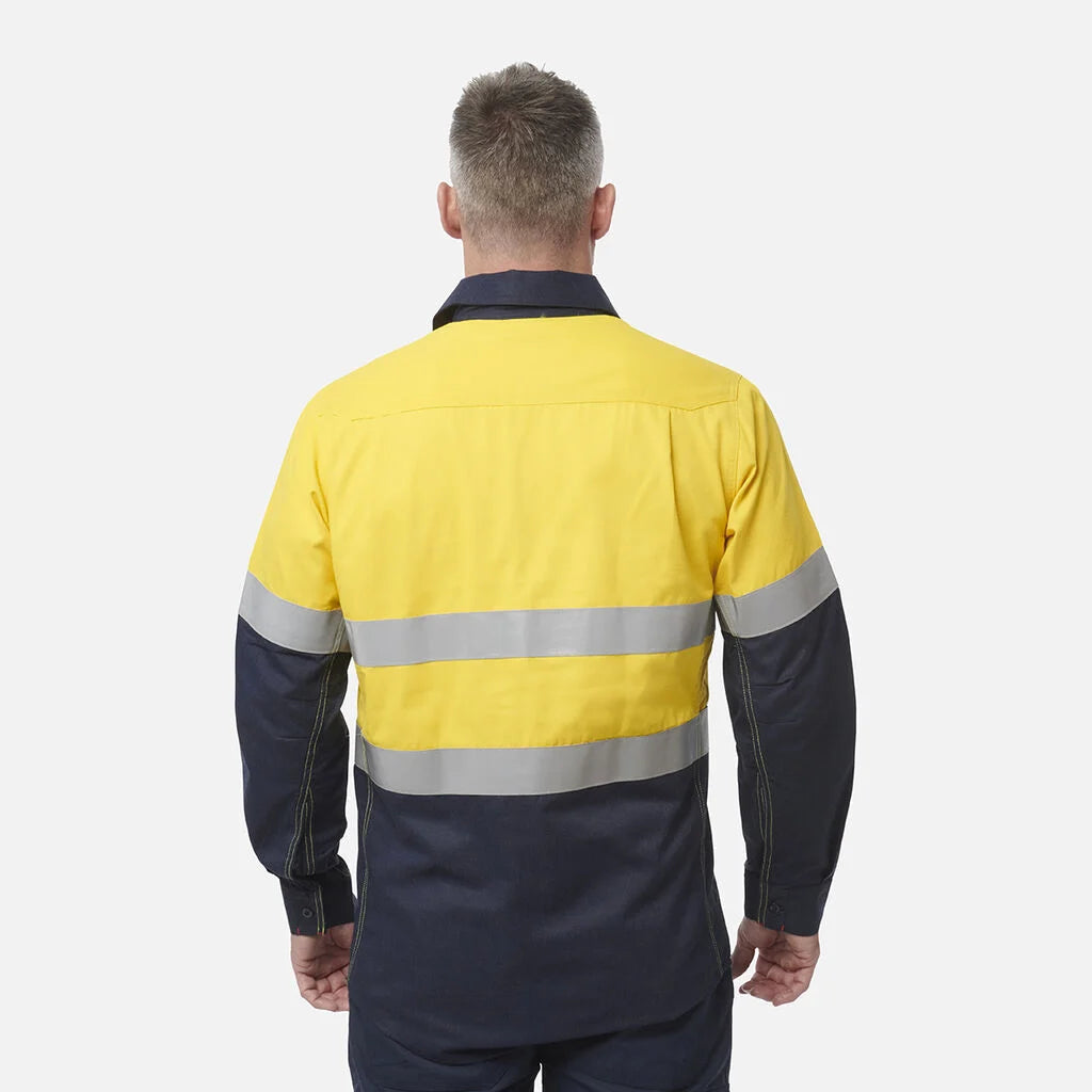 KingGee - Men's ShieldTec FR Hi Vis 2 Tone Closed Front Taped Shirt PPE2 -  Y04550